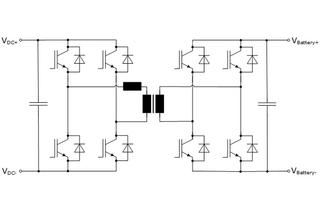 Fig. 4: DC-DC converter with galvanic isolation (Dual Active Bridge)