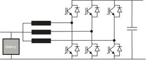 A three-phase inverter connects DC to AC, but may be used as a three-phase interleaved buck-boost converter
