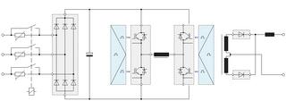 Block diagram of a primary side switched welding power supply